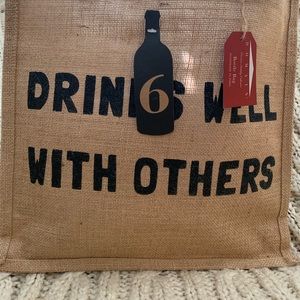 JUTE 6 WINE BOTTLE TOTE. NWT.